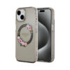 Coque iPhone 15 Guess IML Flowers Wreath MagSafe noire