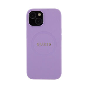 Coque iPhone 15 Guess Saffiano MagSafe violette — visuel 3