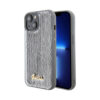 Coque iPhone 15 Guess Sequin Script Metal argentée