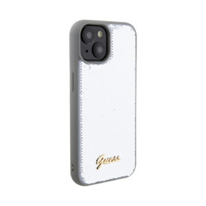 Coque iPhone 15 Guess Sequin Script Metal argentée — visuel 4