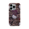 Coque iPhone 15 Hello Kitty IML Tags Graffiti rose