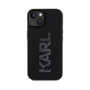 Coque iPhone 15 Karl Lagerfeld 3D Rubber Glitter Logo noire — visuel 3