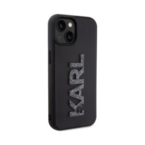 Coque iPhone 15 Karl Lagerfeld 3D Rubber Glitter Logo noire — visuel 4