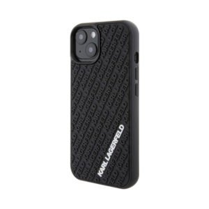 Coque iPhone 15 Karl Lagerfeld 3D Rubber Multi Logo noire — visuel 2