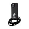 Coque iPhone 15 Karl Lagerfeld Crossbody Saffiano Metal Pin Karl & Choupette noire