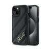 Coque iPhone 15 Karl Lagerfeld Diagonal Quilted Script noire