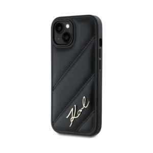 Coque iPhone 15 Karl Lagerfeld Diagonal Quilted Script noire — visuel 2