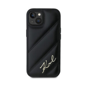 Coque iPhone 15 Karl Lagerfeld Diagonal Quilted Script noire — visuel 3