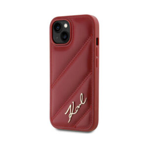 Coque iPhone 15 Karl Lagerfeld Diagonal Quilted Script rouge — visuel 2