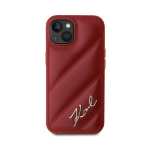 Coque iPhone 15 Karl Lagerfeld Diagonal Quilted Script rouge — visuel 3