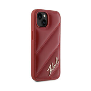 Coque iPhone 15 Karl Lagerfeld Diagonal Quilted Script rouge — visuel 4