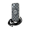Coque iPhone 15 Karl Lagerfeld IML Crossbody Monogram Karl & Choupette Head MagSafe noire