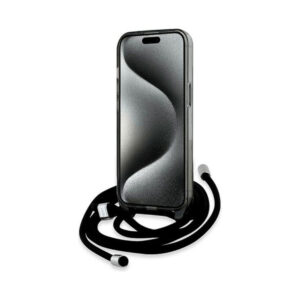 Coque iPhone 15 Karl Lagerfeld IML Crossbody Monogram Karl & Choupette Head MagSafe noire — visuel 4