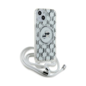Coque iPhone 15 Karl Lagerfeld IML Crossbody Monogram Karl & Choupette Head MagSafe transparente — visuel 3
