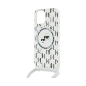 Coque iPhone 15 Karl Lagerfeld IML Crossbody Monogram Karl & Choupette Head MagSafe transparente — visuel 5