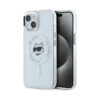 Coque iPhone 15 Karl Lagerfeld IML Metal Choupette Head MagSafe blanche