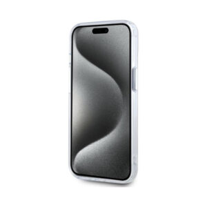 Coque iPhone 15 Karl Lagerfeld IML Metal Choupette Head MagSafe blanche — visuel 5