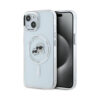 Coque iPhone 15 Karl Lagerfeld IML Metal Karl & Choupette Head MagSafe blanche