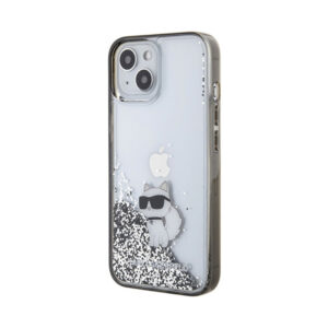 Coque iPhone 15 Karl Lagerfeld Liquid Glitter Choupette transparente — visuel 2