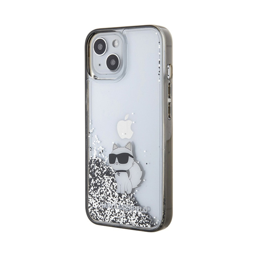 Coque iPhone 15 Karl Lagerfeld Liquid Glitter Choupette transparente — visuel 2