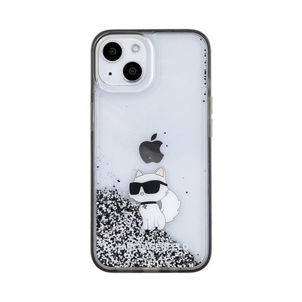 Coque iPhone 15 Karl Lagerfeld Liquid Glitter Choupette transparente — visuel 3