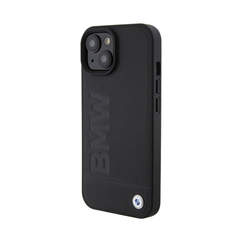 Coque iPhone 15 Plus BMW Leather Hot Stamp noire — visuel 2