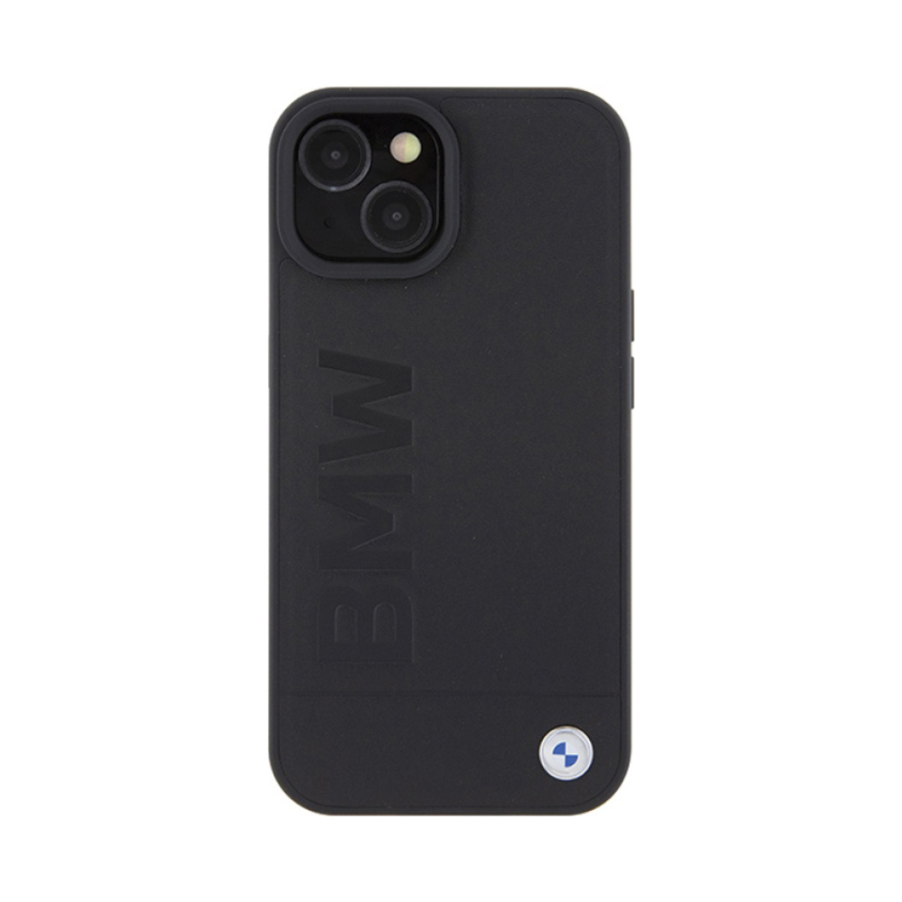 Coque iPhone 15 Plus BMW Leather Hot Stamp noire — visuel 3