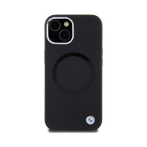 Coque iPhone 15 Plus BMW Signature Liquid Silicone MagSafe noire — visuel 3
