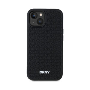 Coque iPhone 15 Plus DKNY 3D Rubber Repeat Pattern noire — visuel 3