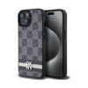 Coque iPhone 15 Plus DKNY Leather Checkered Mono Pattern & Printed Stripes noire