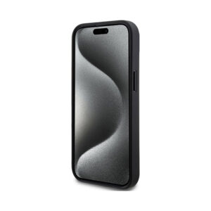 Coque iPhone 15 Plus DKNY Leather Checkered Mono Pattern & Printed Stripes noire — visuel 5