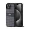 Coque iPhone 15 Plus DKNY Leather Mono Stripe & Metal Logo noire