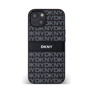 Coque iPhone 15 Plus DKNY Leather Mono Stripe & Metal Logo noire — visuel 3