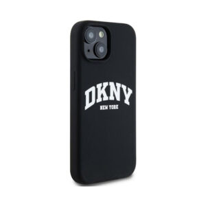 Coque iPhone 15 Plus DKNY Liquid Silicone White Printed Logo MagSafe noire — visuel 4