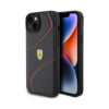 Coque iPhone 15 Plus Ferrari Twist Metal Logo noire