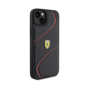 Coque iPhone 15 Plus Ferrari Twist Metal Logo noire — visuel 4