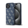 Coque iPhone 15 Plus Guess 4G Triangle Metal Logo bleue