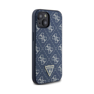 Coque iPhone 15 Plus Guess 4G Triangle Metal Logo bleue — visuel 4