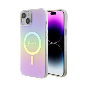 Coque iPhone 15 Plus Guess IML Iridescent MagSafe rose