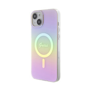 Coque iPhone 15 Plus Guess IML Iridescent MagSafe rose — visuel 2
