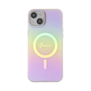 Coque iPhone 15 Plus Guess IML Iridescent MagSafe rose — visuel 3