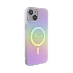 Coque iPhone 15 Plus Guess IML Iridescent MagSafe rose — visuel 4