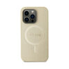 Coque iPhone 15 Plus Guess Saffiano MagSafe dorée