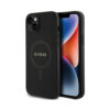 Coque iPhone 15 Plus Guess Saffiano MagSafe noire