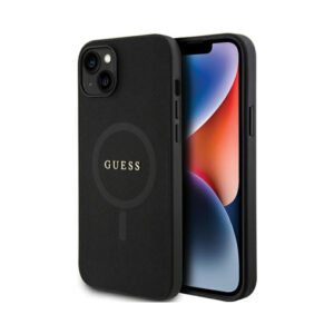 Coque iPhone 15 Plus Guess Saffiano MagSafe noire