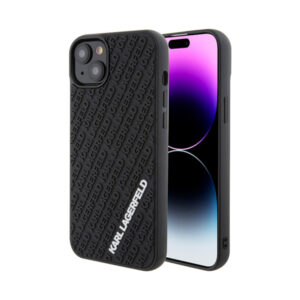 Coque iPhone 15 Plus Karl Lagerfeld 3D Rubber Multi Logo noire