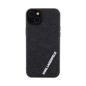 Coque iPhone 15 Plus Karl Lagerfeld 3D Rubber Multi Logo noire — visuel 3