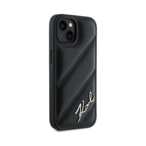 Coque iPhone 15 Plus Karl Lagerfeld Diagonal Quilted Script noire — visuel 4