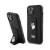 Coque iPhone 15 Plus Karl Lagerfeld Gripstand Saffiano Choupette Pins noire