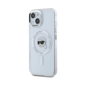 Coque iPhone 15 Plus Karl Lagerfeld IML Metal Karl Head MagSafe blanche — visuel 2